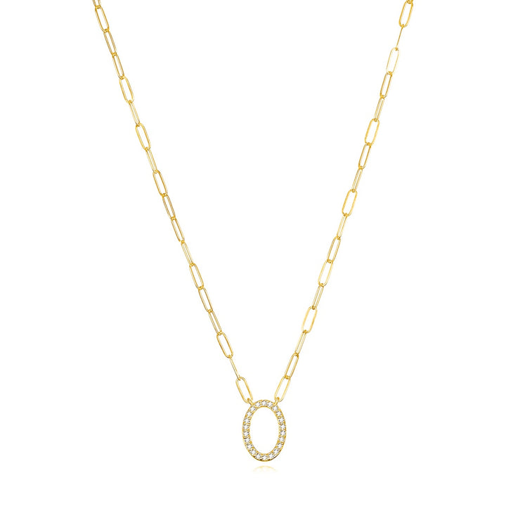 Grand Diamond Paperclip Initial Necklace-O